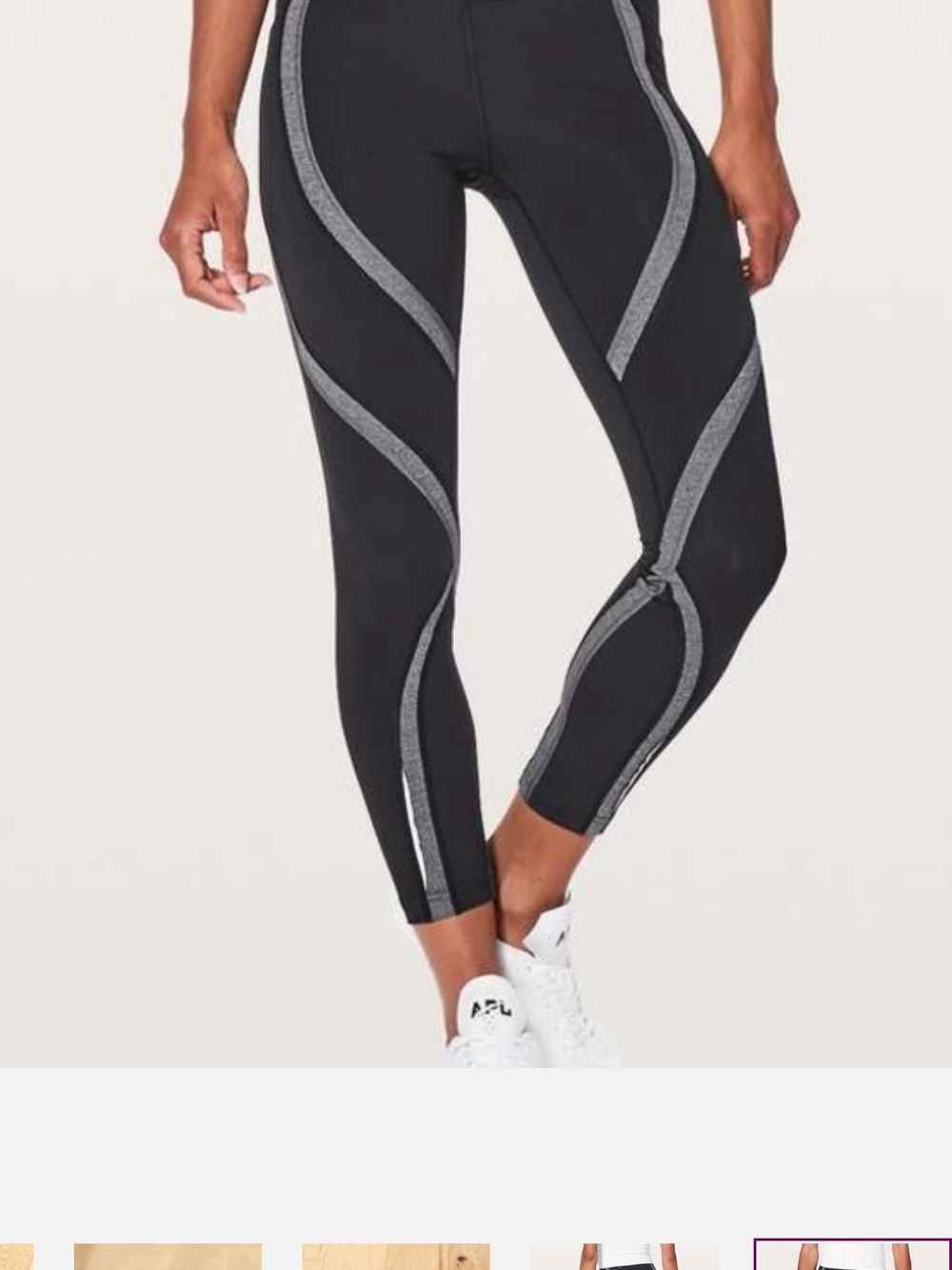 lululemon athletica Black Leggings with Gray Trim Medium 8 Like New